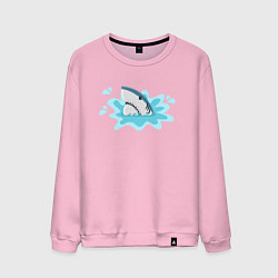 Свитшот хлопковый мужской Акула в воде, цвет: светло-розовый