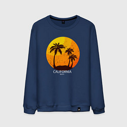 Свитшот хлопковый мужской Лето, пальмы, Калифорния, цвет: тёмно-синий