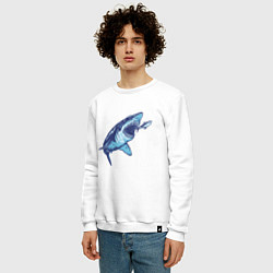 Свитшот хлопковый мужской Гигантская акула Мегалодон, цвет: белый — фото 2