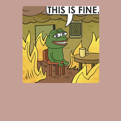 Мужской свитшот Лягушонок Пепе: This Is Fine / Пыльно-розовый – фото 3