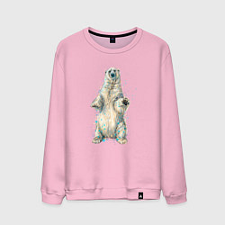 Свитшот хлопковый мужской Белый медведь, цвет: светло-розовый