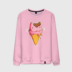 Свитшот хлопковый мужской Cat Ice Cream, цвет: светло-розовый
