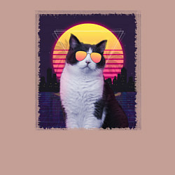 Свитшот хлопковый мужской Synthwave cat, цвет: пыльно-розовый — фото 2