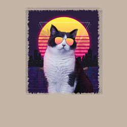 Свитшот хлопковый мужской Synthwave cat, цвет: миндальный — фото 2
