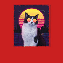 Свитшот хлопковый мужской Synthwave cat, цвет: красный — фото 2