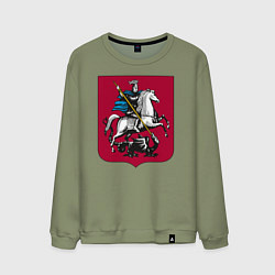 Свитшот хлопковый мужской Георгий Победоносец - Герб, цвет: авокадо