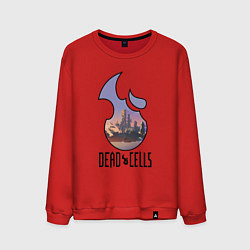 Свитшот хлопковый мужской Dead Cells logo landscape, цвет: красный