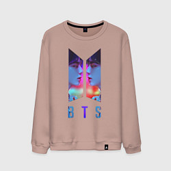 Свитшот хлопковый мужской Logo BTS, цвет: пыльно-розовый