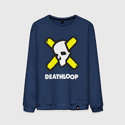 Свитшот хлопковый мужской Deathloop - Skull, цвет: тёмно-синий