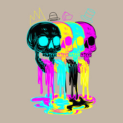 Свитшот хлопковый мужской 4 ЧЕРЕПА SKULLS NEON, цвет: миндальный — фото 2