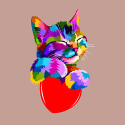 Свитшот хлопковый мужской РАДУЖНЫЙ КОТИК RAINBOW KITTY, цвет: пыльно-розовый — фото 2