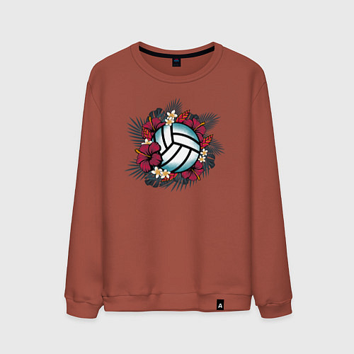 Мужской свитшот ТРОПИЧЕСКИЙ ВОЛЕЙБОЛ / Кирпичный – фото 1