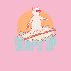 Свитшот хлопковый мужской Surfs Up Кот сёрфер на гребне волны, цвет: светло-розовый — фото 2
