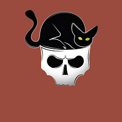 Свитшот хлопковый мужской Skull Cat, цвет: кирпичный — фото 2