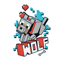 Свитшот хлопковый мужской Майнкрафт Волк, Minecraft Wolf, цвет: белый — фото 2