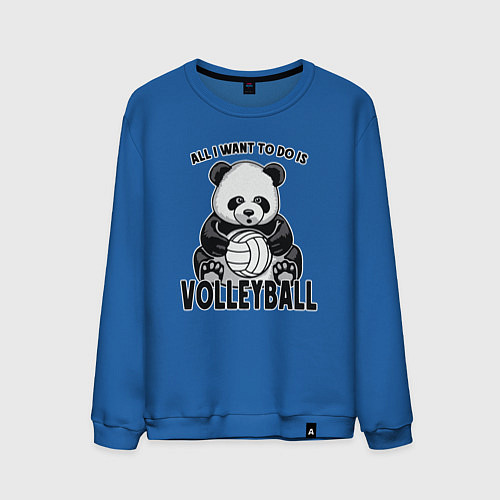 Мужской свитшот Volleyball Panda / Синий – фото 1
