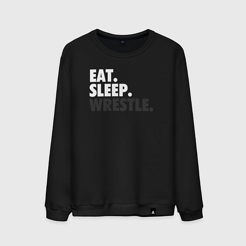 Мужской свитшот EAT SLEEP WRESTLE / Черный – фото 1