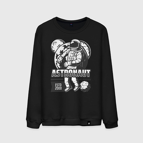 Мужской свитшот Космонавт и планеты / Черный – фото 1