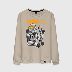 Свитшот хлопковый мужской Робот в бейсболке, цвет: миндальный