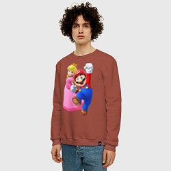 Свитшот хлопковый мужской Mario Princess, цвет: кирпичный — фото 2