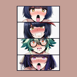 Свитшот хлопковый мужской Genshin Impact Ahegao face, цвет: пыльно-розовый — фото 2