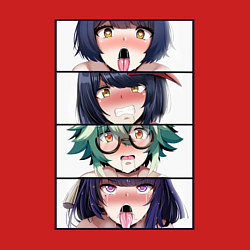 Свитшот хлопковый мужской Genshin Impact Ahegao face, цвет: красный — фото 2