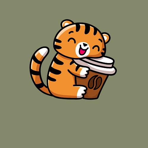 Мужской свитшот Тигренок и кофе / Авокадо – фото 3