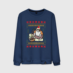 Мужской свитшот Рождественский свитер Котик с колечками