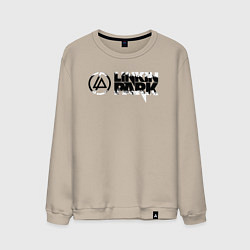 Свитшот хлопковый мужской Линкин Парк Лого ЧБ Рок Linkin Park, цвет: миндальный