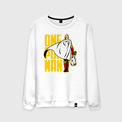 Свитшот хлопковый мужской Сайтама возвращается из супермаркета One Punch-Man, цвет: белый