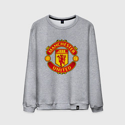 Свитшот хлопковый мужской Манчестер Юнайтед логотип, цвет: меланж