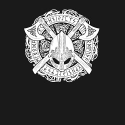 Свитшот хлопковый мужской Руны, топоры и шлем, цвет: черный — фото 2