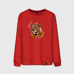 Свитшот хлопковый мужской Tiger Stay real, цвет: красный