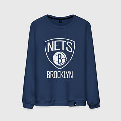 Свитшот хлопковый мужской Бруклин Нетс логотип, цвет: тёмно-синий