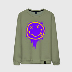 Свитшот хлопковый мужской НИРВАНА СМАЙЛ НЕОН, цвет: авокадо