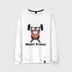 Свитшот хлопковый мужской Merry Fitmas, цвет: белый