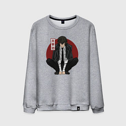 Свитшот хлопковый мужской Старший детектив Дазай, цвет: меланж