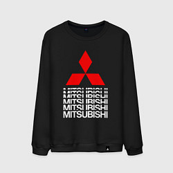 Свитшот хлопковый мужской MITSUBISHI МИЦУБИСИ МИТСУБИСИ МИЦУБИШИ LOGO STYLE, цвет: черный