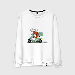 Свитшот хлопковый мужской Креветка на мопеде, цвет: белый