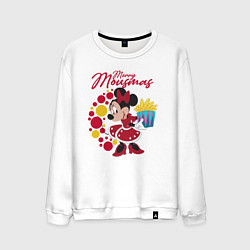 Свитшот хлопковый мужской Minnie Merry Mausmas, цвет: белый