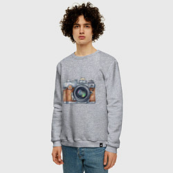 Свитшот хлопковый мужской Ретро фотокамера, цвет: меланж — фото 2