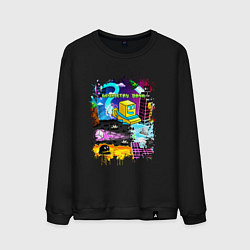 Свитшот хлопковый мужской Geometry Dash: Pixel Logo, цвет: черный