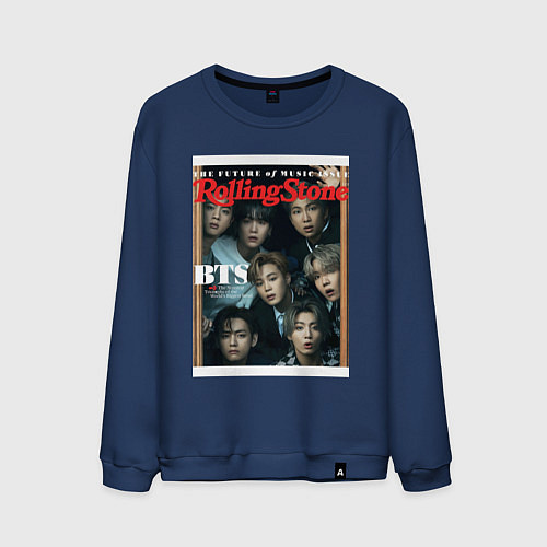 Мужской свитшот BTS БТС на обложке журнала / Тёмно-синий – фото 1