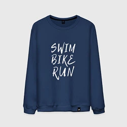 Свитшот хлопковый мужской SWIM BIKE RUN, цвет: тёмно-синий