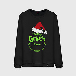 Свитшот хлопковый мужской Resting Grinch Face, цвет: черный