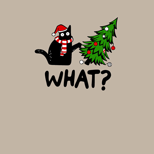 Мужской свитшот WHAT? КОТ РОНЯЕТ ЁЛКУ / Миндальный – фото 3