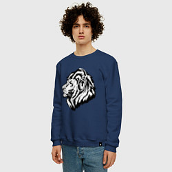 Свитшот хлопковый мужской Лев в наушниках, цвет: тёмно-синий — фото 2