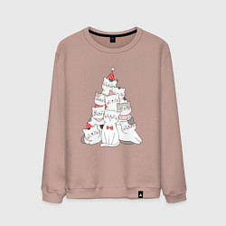Свитшот хлопковый мужской НОВОГОДНЯЯ ЕЛКА ИЗ КОТОВ, цвет: пыльно-розовый