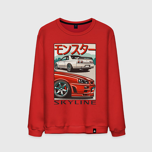 Мужской свитшот Nissan Skyline Ниссан Скайлайн / Красный – фото 1