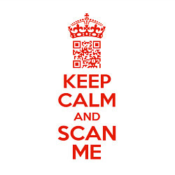 Свитшот хлопковый мужской Keep calm and scan me - fuck off, цвет: белый — фото 2